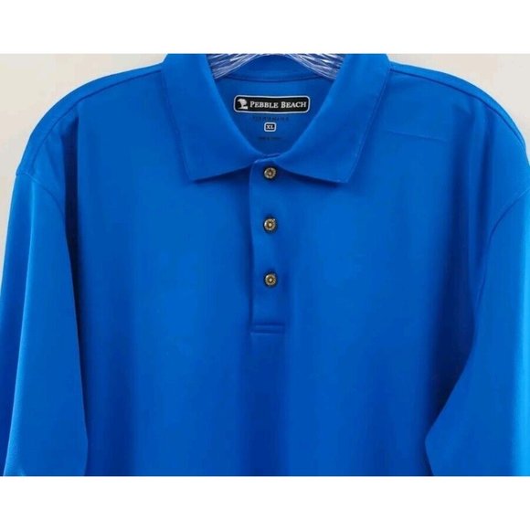 Pebble Beach Men's Performance Golf Polo Shirt Sleeve Size XL Royal Blue - Picture 2 of 8